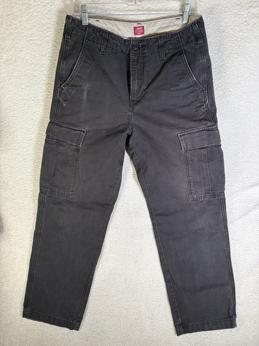 Levis XX Cargo Pants Mens 32x30 Black Utility Workwear 100% Cotton Straight Leg